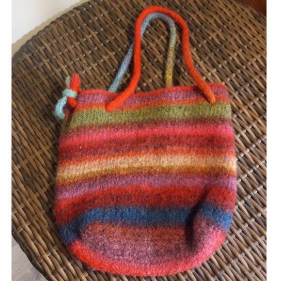 HANDMADE Ombre Booga Bag 11" X 10.5" Jewel Tones Fuschia Pink Purple Green Blue - Picture 6 of 7